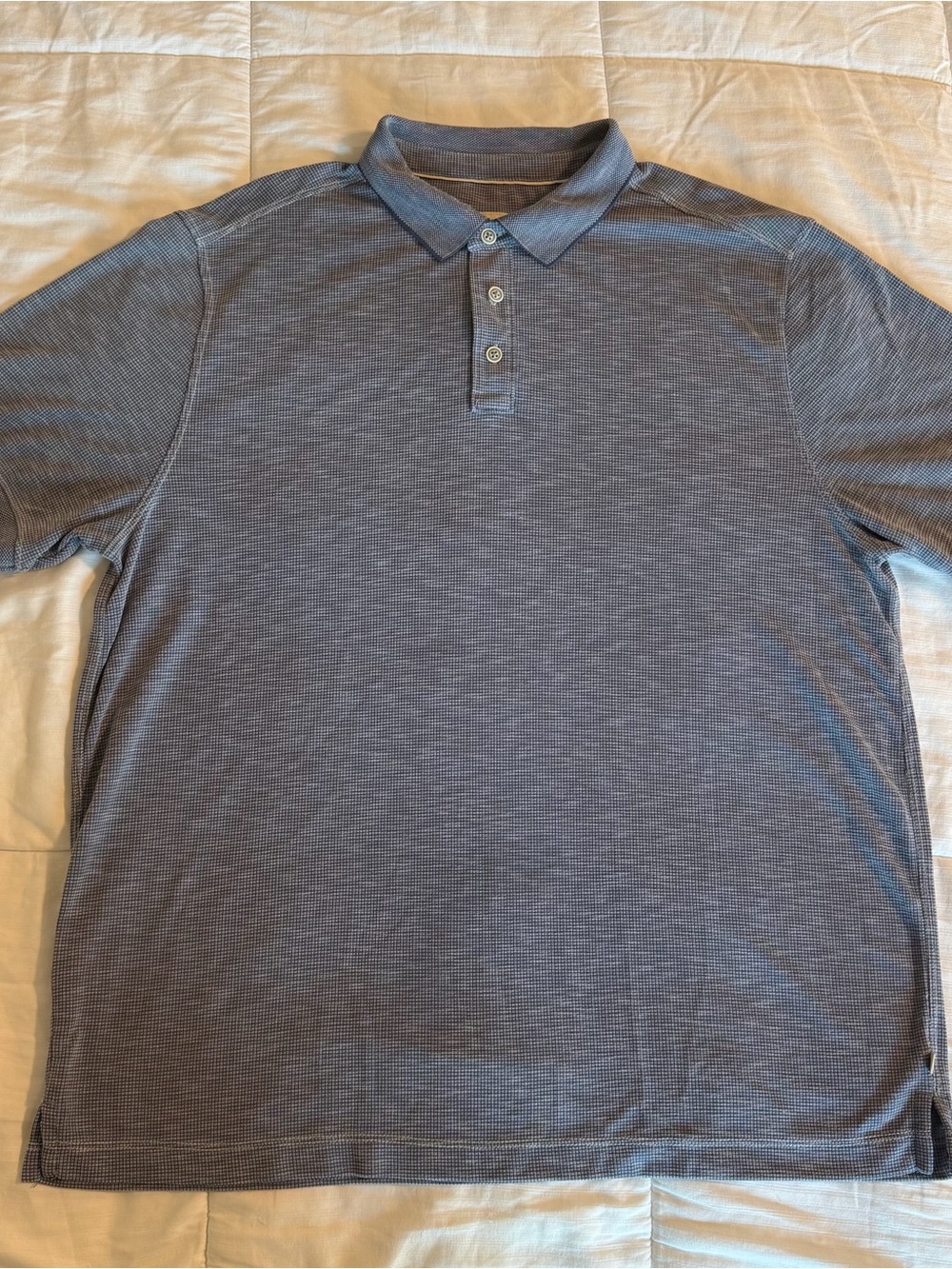 Tommy Bahama Men's XL Blue Micro Check Knit Polo SS Modal/Poly Embroidered